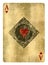 Ace of Hearts Vintage playing card isolated on white