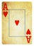 Ace of Hearts Vintage playing card isolated on white