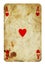 Ace of Hearts Vintage playing card isolated on white