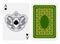 Ace of spades face with spades inside oval frame in center and ribbon pattern around and back with green geometrical texture on su