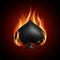 Ace of spades and fire flames. Burning poker label.