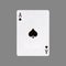 Ace of spades. Isolated on a gray background. Gamble. Playing cards