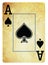Ace of Spades Vintage playing card isolated on white