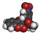 Acenocoumarol anticoagulant drug molecule vitamin K antagonist. 3D rendering. Atoms are represented as spheres with conventional
