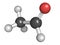 Acetaldehyde (ethanal) molecule, chemical structure. Acetaldehyde is a toxic molecule