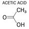 Acetic acid molecule. Vinegar is an aqueous solution of acetic acid. Skeletal formula.