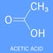 Acetic acid molecule. Vinegar is an aqueous solution of acetic acid. Skeletal formula.