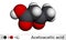 Acetoacetic acid, diacetic, oxobutanoic acid molecule. It is a ketone body, conjugate acid of an acetoacetate. Molecular model