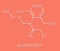 Acetochlor herbicide molecule. Skeletal formula.