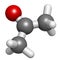 Acetone solvent molecule, molecular model