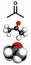 Acetone solvent molecule, molecular model