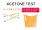 Acetone test vector set. Urine test stick icon. Dipstick test used to determine pathological changes.