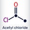 Acetyl chloride molecule. It is acyl chloride, acyl halide. Skeletal chemical formula. Vector