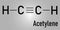 Acetylene or ethyne molecule. Used in oxy-acetylene welding. Skeletal formula.