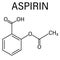 Acetylsalicylic acid or aspirin drug molecule. Skeletal formula.
