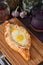 Acharuli Khachapuri. Georgian bread cheese and egg