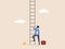 Achieve goal concept. Step to new career opportunity, challenge to climb up success ladder, unknown journey ahead