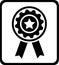 Achievement, award, ribbon, quality icon. Black vector