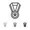 Achievement, Education, Medal Bold and thin black line icon set