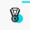 Achievement, Education, Medal turquoise highlight circle point Vector icon