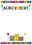 Achievement lettering A4 Page award for kids with alphabet blocks, balloons and medal podium