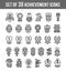 Achievement winner icons. Set of 30 outline winner icons included ranking number medal trophy medal with Star on white