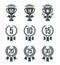 Achievement winner icons. Set of 30 outline winner icons included ranking number medal trophy medal with Star on white