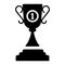 Achievement, winner prize, trophy black icon