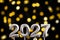 Achievements for the new year 2027 - Silver number on dark with defocused lights