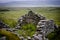 Achill island deserted village in fog