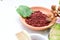 Achiote, annatto, bixin, urucÃº or onoto is a natural red pigment for coloring and cooking