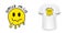 Acid rave t-shirt design. Psychedelic t-shirt mockup with futuristic acid face design elements. Melted smile emoji in acid style.