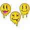 Acid smile face. Psychedelic symbol of rave and techno. Funny sticker for crazy print.