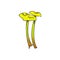 Acid yellow poisonous mushroom or toadstool cartoon vector illustration isolated.