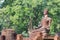 Acient buddha statue in Kamphaeng Phet Historical Park