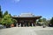 Acient wooden building and blue sky in Naritasan Shinshoji temple. the most famous temple in Narita city at Chiba Prefecture