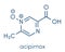 Acipimox hypertriglyceridemia drug molecule. Skeletal formula.