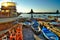 Acitrezza harbor with old boat