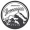 Aconcagua in Andes, Argentina outdoor adventure badge. High mountain illustration.
