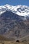 Aconcagua mountain peak with clear blue sky. Argentina