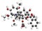 Aconitine molecule. Toxin present in Aconitum plants (monkshood). 3D rendering. Atoms are represented as spheres with conventional