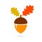 Acorn autumn vector icon