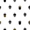 Acorn black and white seamless vector pattern.