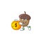 Acorn with character bring coin for cartoon design