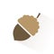 Acorn icon with shadow. Flat vector illustration