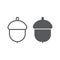 Acorn line and glyph icon, fruit and vitamin