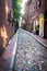 Acorn street. Famous landmark and sightseeing place, oldest street in Boston, Massachusetts