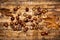 Acorns on a rustic wooden table