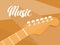 Acoustic classic guitar on background. Simple musical instrument with copy space