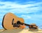 Acoustic guitar on the beach